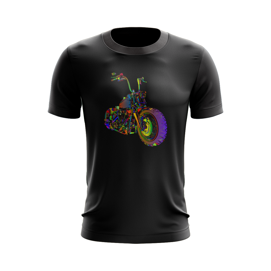 Psychedelic Chopper black graphic t shirt front Psychedelic Chopper black graphic t shirt front