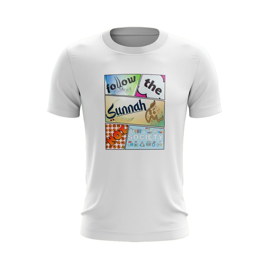 follow sunnah not society اسلامی graphic digital sticker Islamic t shirt