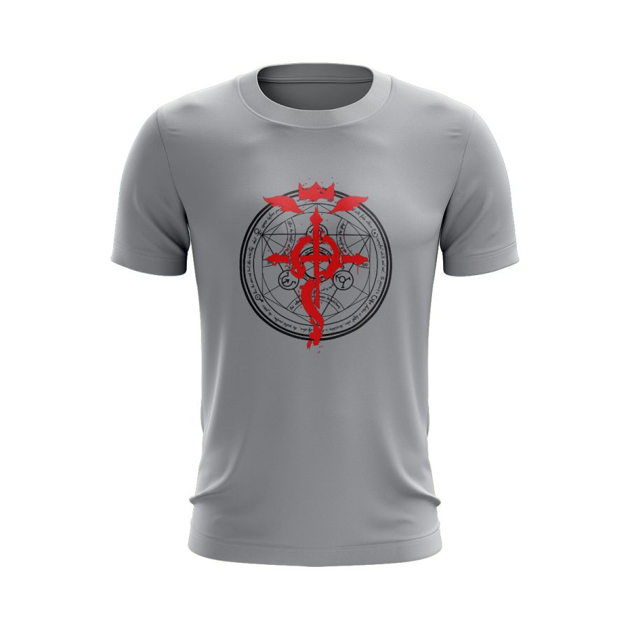 Graphic T Shirt GREY Full metal alchemist Graphic T Shirt GREY