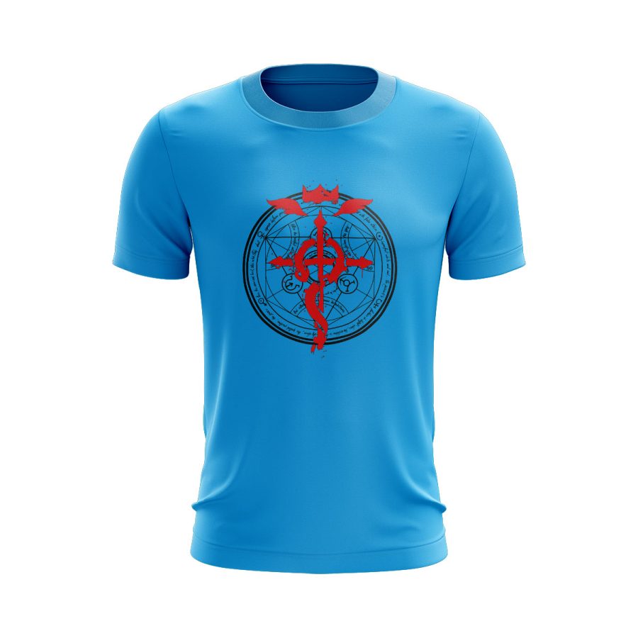 Graphic T Shirt sky blue Full metal alchemist Graphic T Shirt sky blue