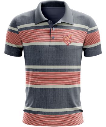 Hashia grunge stripe print graphic all over print sublimated Golf polo shirt