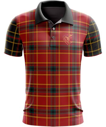 Highland tartan plaid pattern graphic all over print sublimated Golf polo shirt