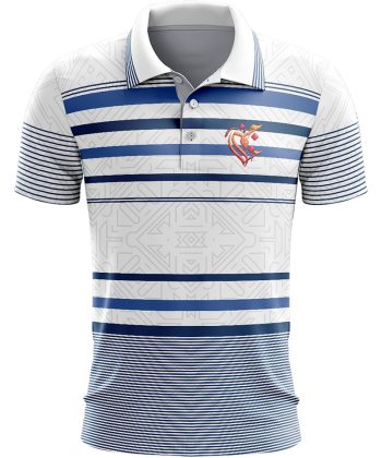 Khat Striped print graphic all over print sublimated Golf polo shirt