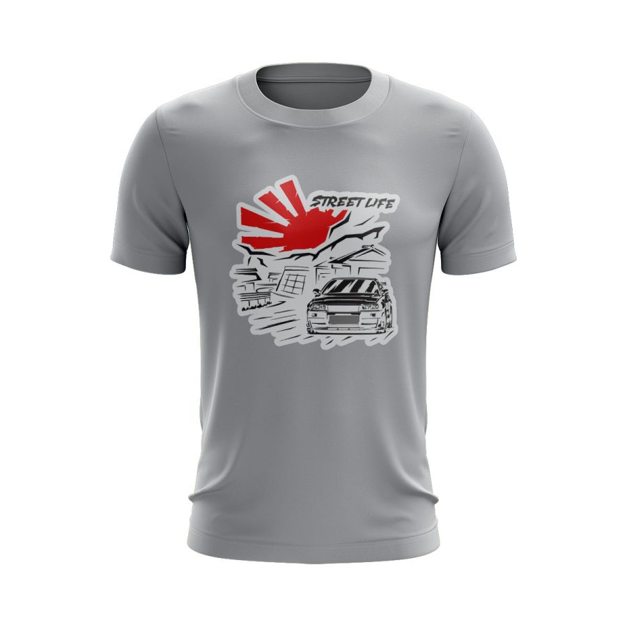 Graphic T Shirt GREY Nissan Skyline GTR drift machine graphic tshirt GREY