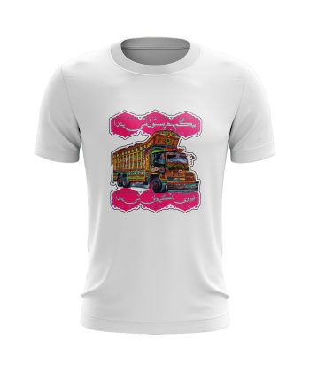Pakistan truck art poetry graphic T Shirt WHITE