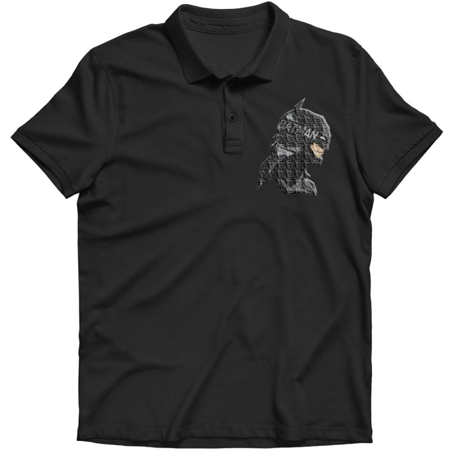 batman embroidery polo shirt BLACK