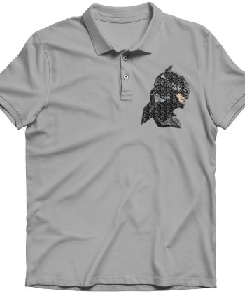 batman embroidery polo shirt Grey