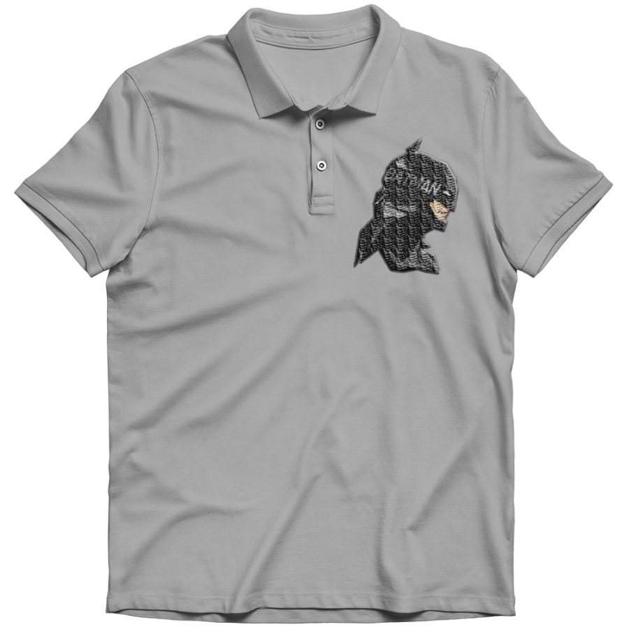batman embroidery polo shirt Grey