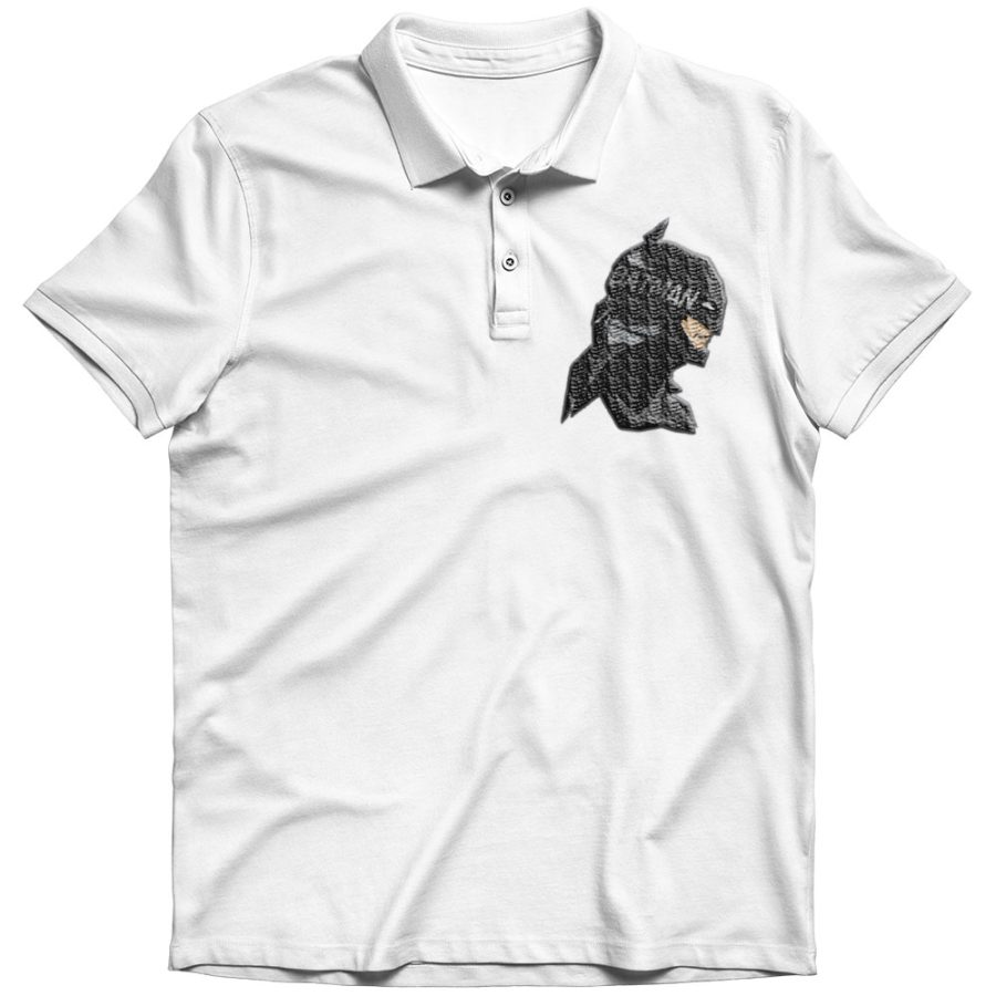 batman embroidery polo shirt White