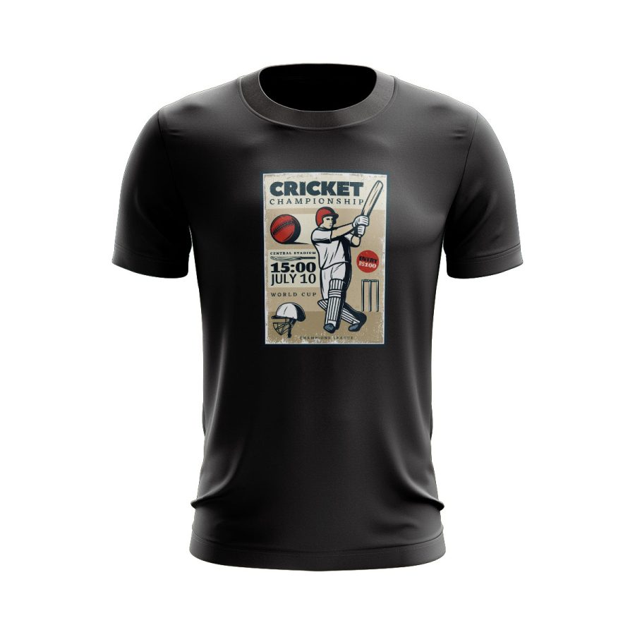cricket poster batsman Graphic T Shirt Black