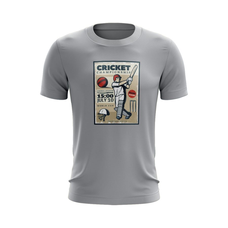 cricket poster batsman Graphic T Shirt GREY