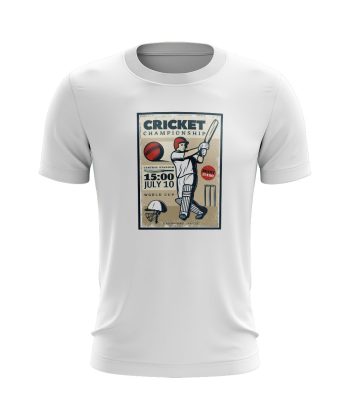 cricket poster batsman Graphic T Shirt WHITE