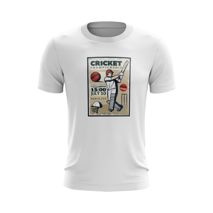 cricket poster batsman Graphic T Shirt WHITE