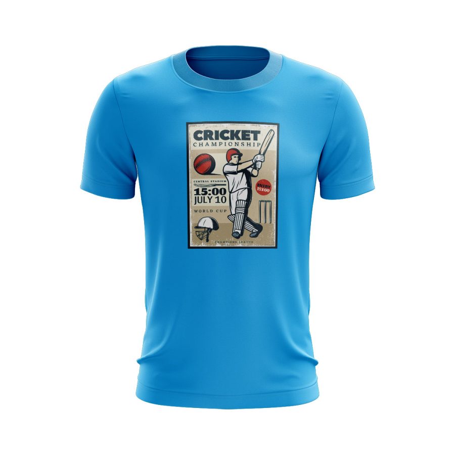 cricket poster batsman Graphic T Shirt sky blue