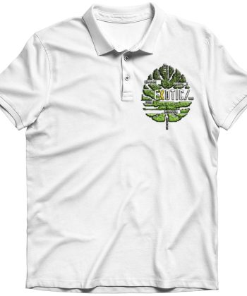 exotic leaf embroidered polo t shirt White