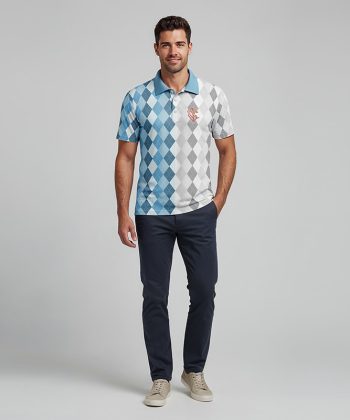 Almaaz argyle style graphic all over print sublimated golf polo shirt