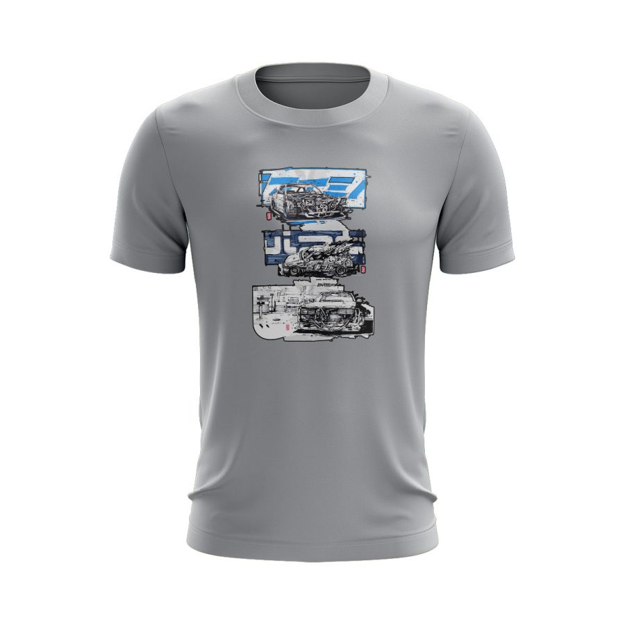 Graphic T Shirt GREY kaido street racers modified drift cars digital graphic T Shirt GREY