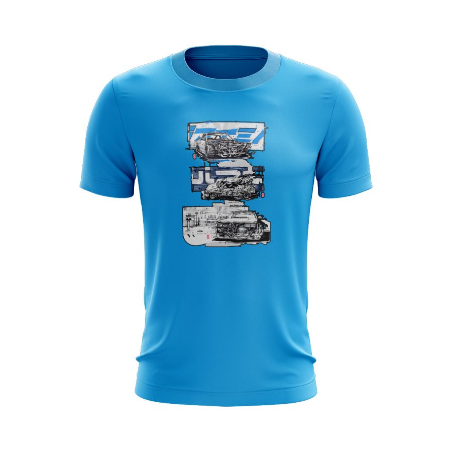 Graphic T Shirt sky blue kaido street racers modified drift cars digital graphic T Shirt sky blue