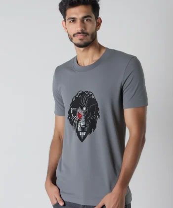 NFT robo lion digital graphic T Shirt GREY