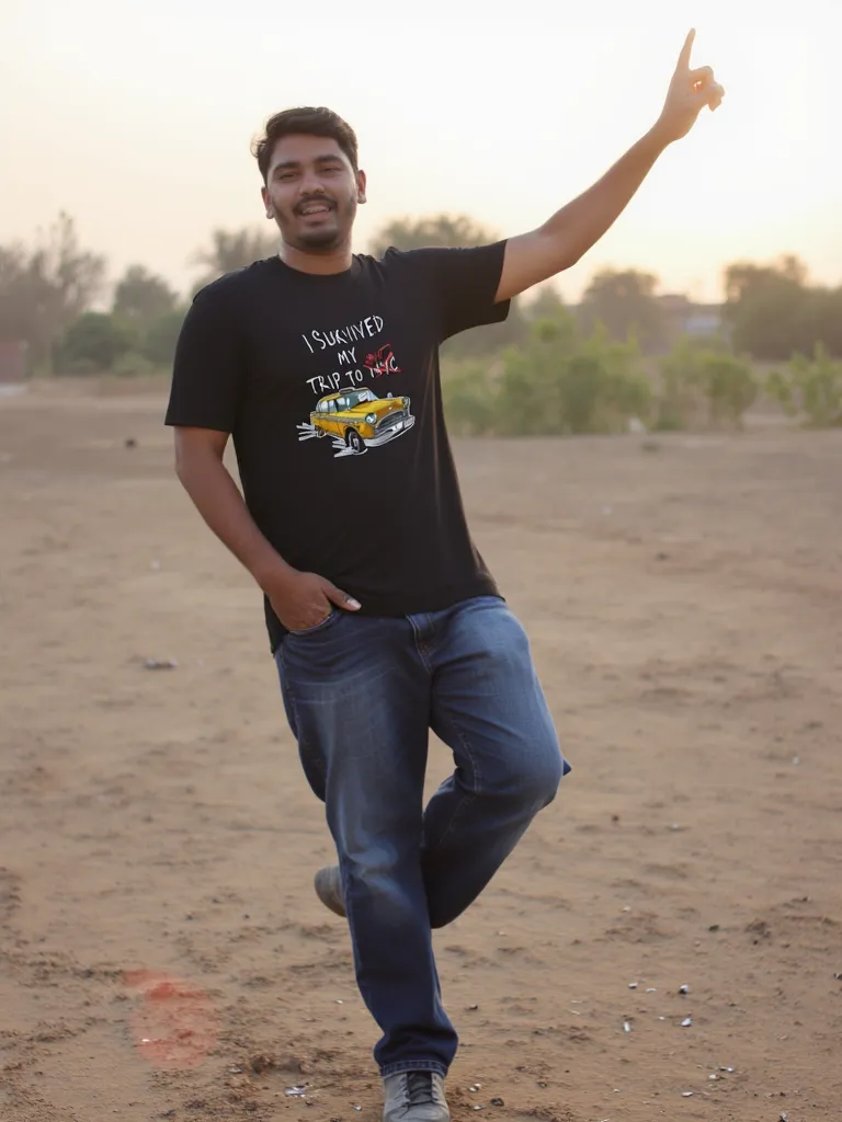 nyc customer picture I survived karachi Graphic T Shirt sky blue