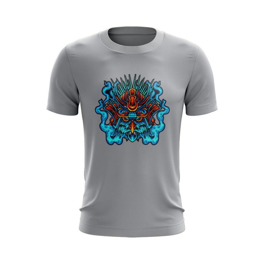 Graphic T Shirt GREY owl samurai Graphic T Shirt GREY