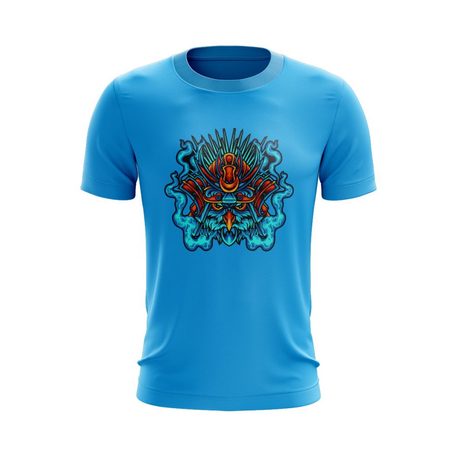 Graphic T Shirt sky blue owl samurai Graphic T Shirt sky blue