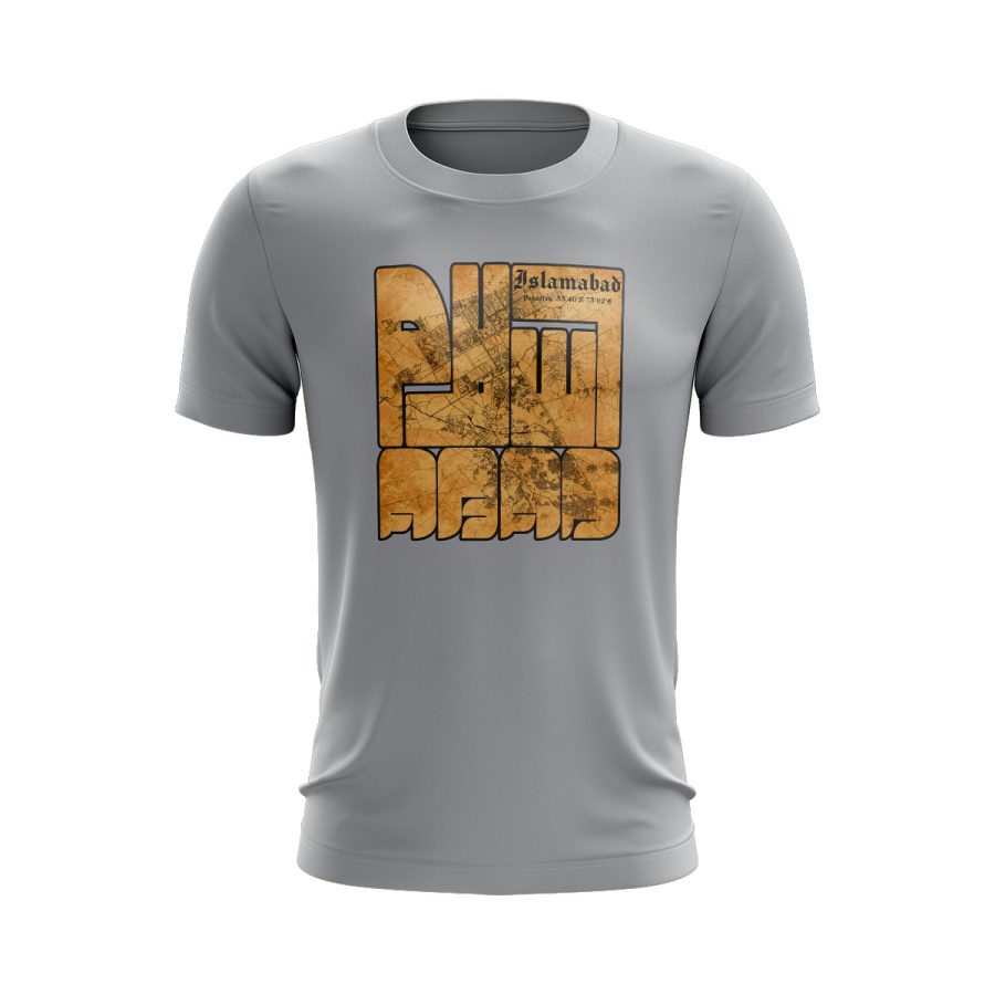 pakistan islamabad capital city map desi graphic T Shirt GREY