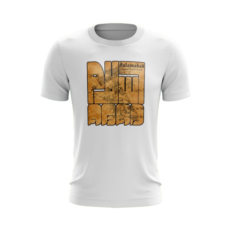 pakistan islamabad capital city map desi graphic T Shirt WHITE