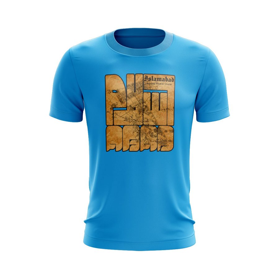 pakistan islamabad capital city map desi graphic T Shirt sky blue
