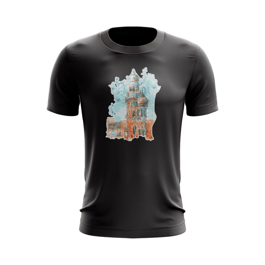 pakistan multan clock tower graphic tshirt Black
