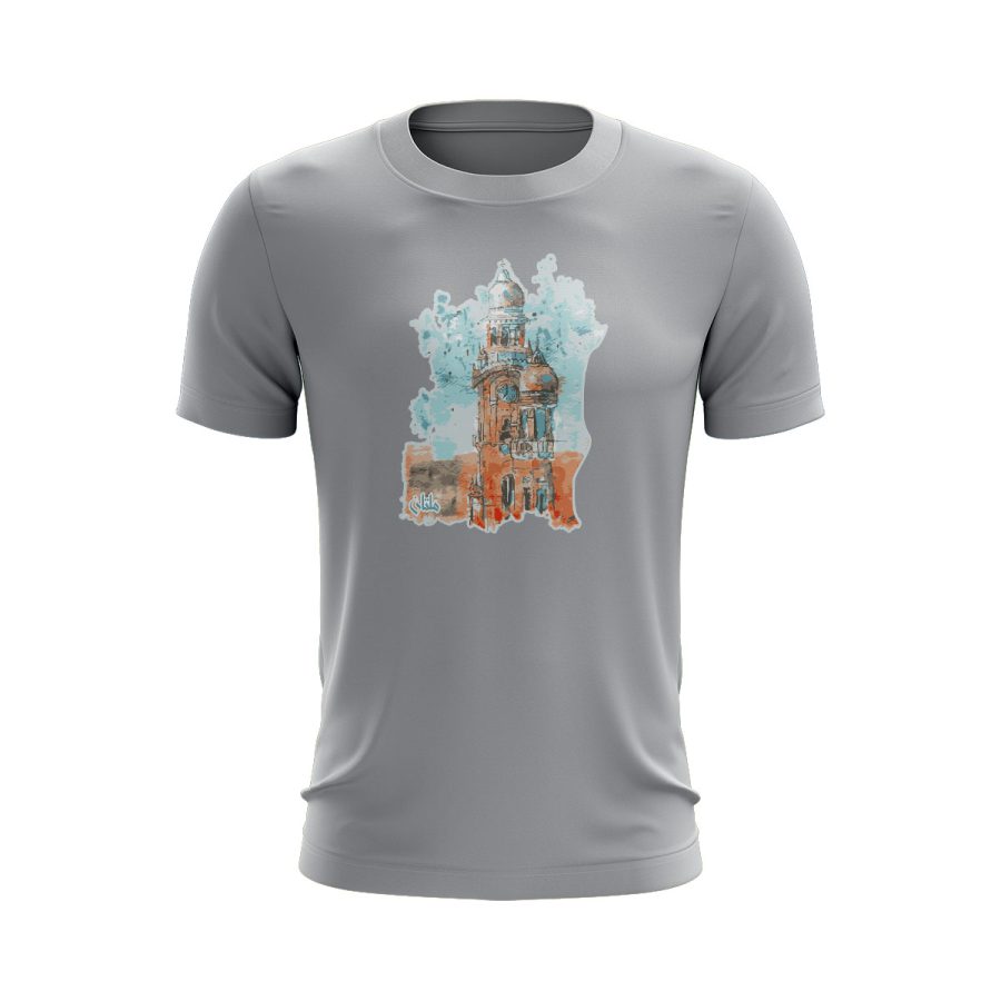 pakistan multan clock tower graphic tshirt GREY