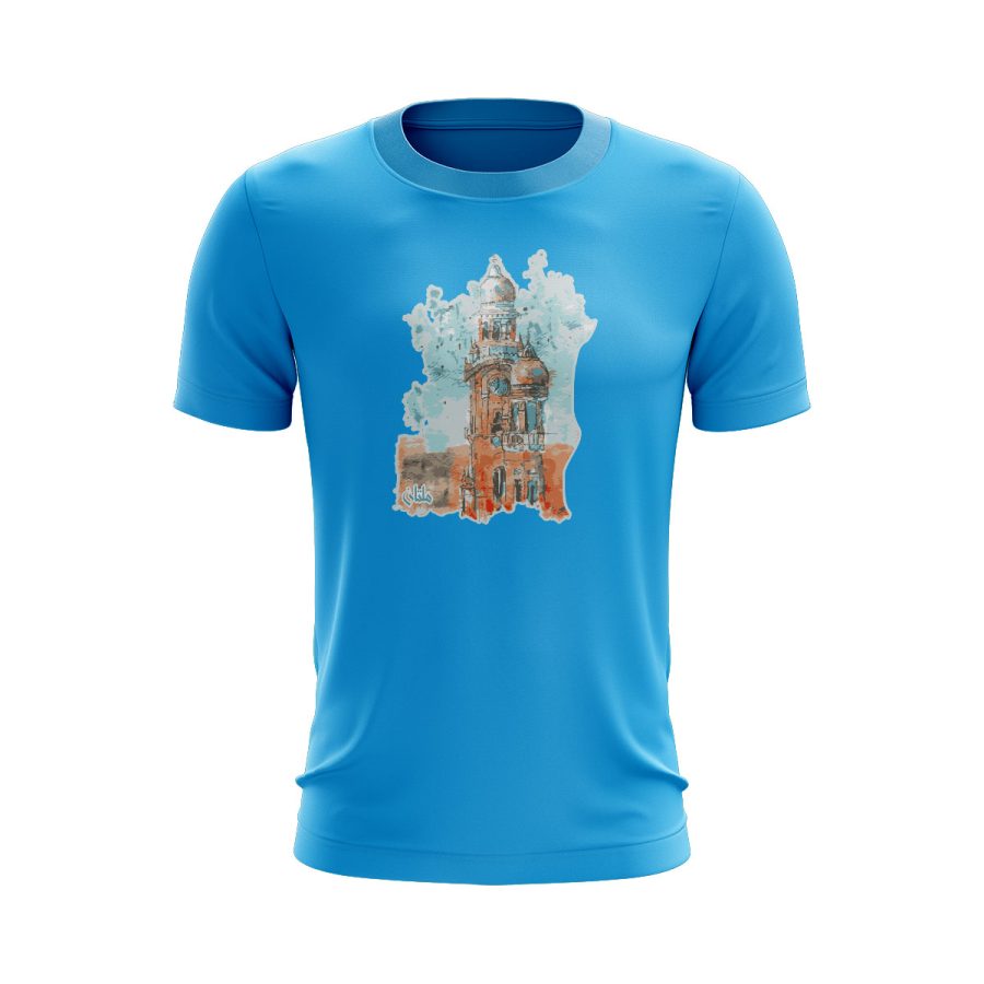 pakistan multan clock tower graphic tshirt sky blue