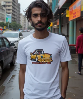 porsche concept white graphic t shirt