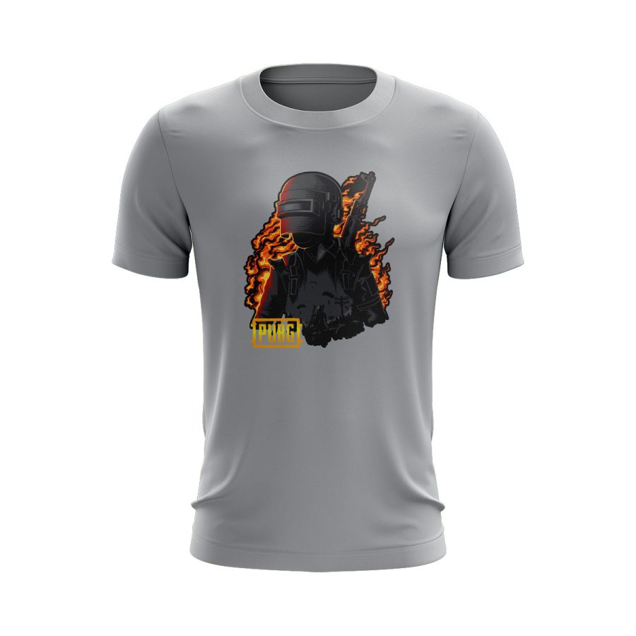 pubg chicken dinner gaming graphic T Shirt GREY