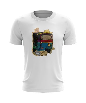 rickshaw رکشہ رشکا pakistan digital graphic T Shirt WHITE