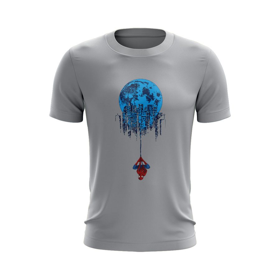 Graphic T Shirt GREY spiderman hanging Graphic T Shirt GREY