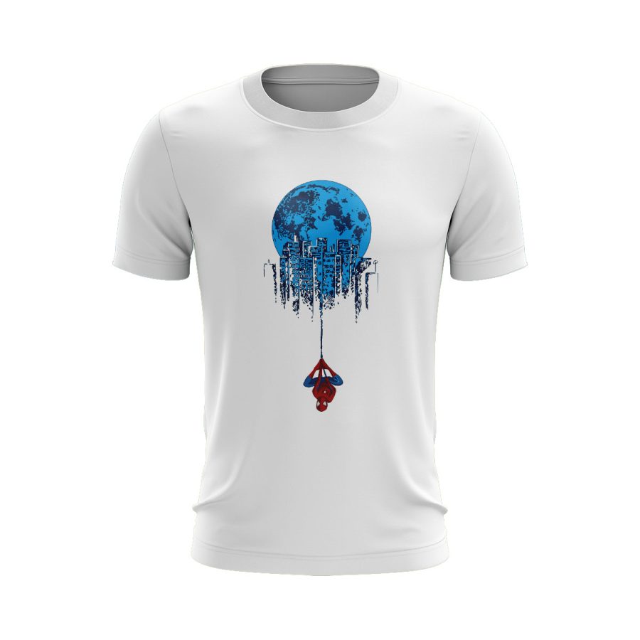 Graphic T Shirt WHITE spiderman hanging Graphic T Shirt WHITE