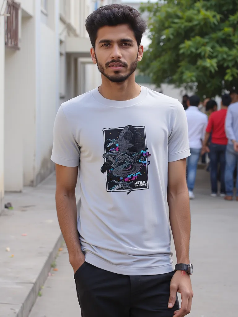star plane customer picture star wars Twin Ion Engine fighter tie fighter graphic tshirt Black