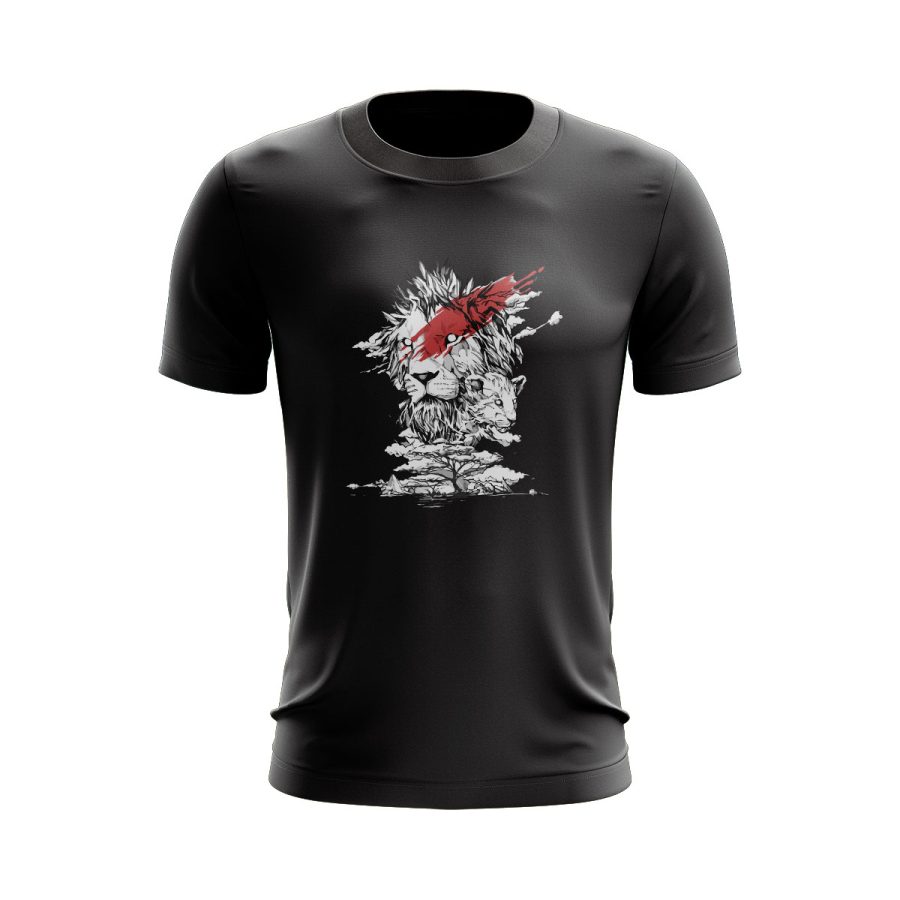 Graphic T Shirt Black African lion