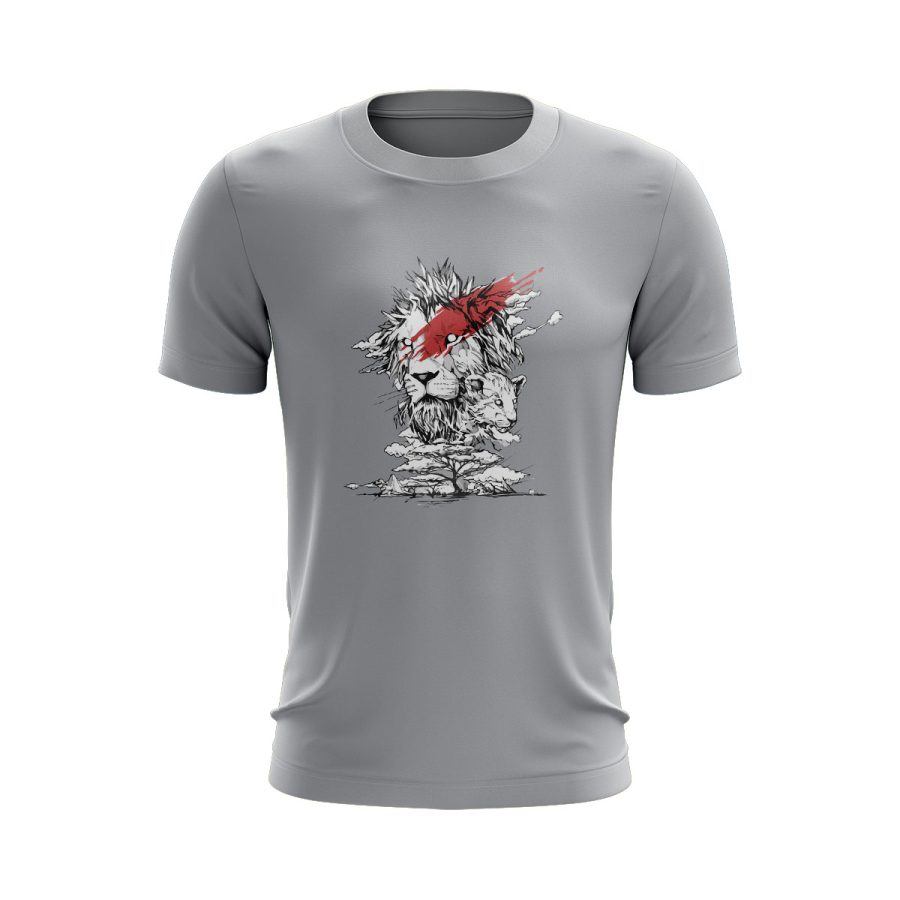 Graphic T Shirt GREY African lion