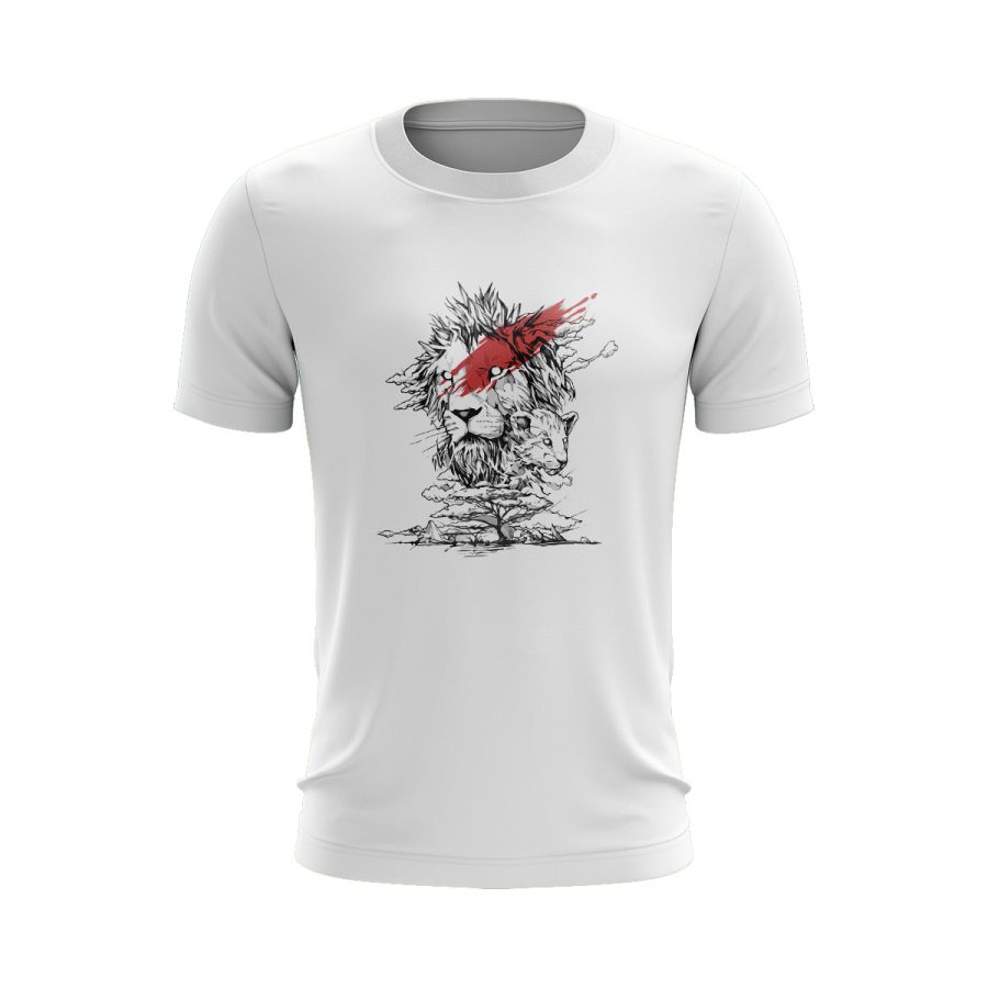 Graphic T Shirt WHITE African lion