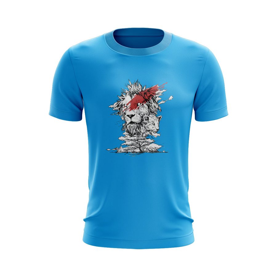 Graphic T Shirt sky blue African lion