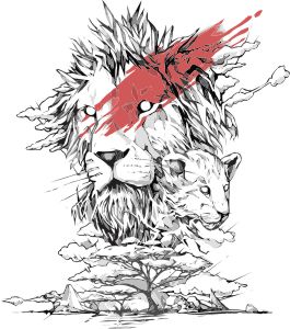 african lion graphic t shirt