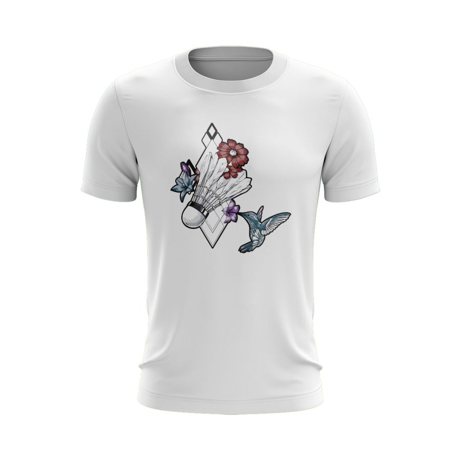 badminton digital graphic sports T Shirt WHITE