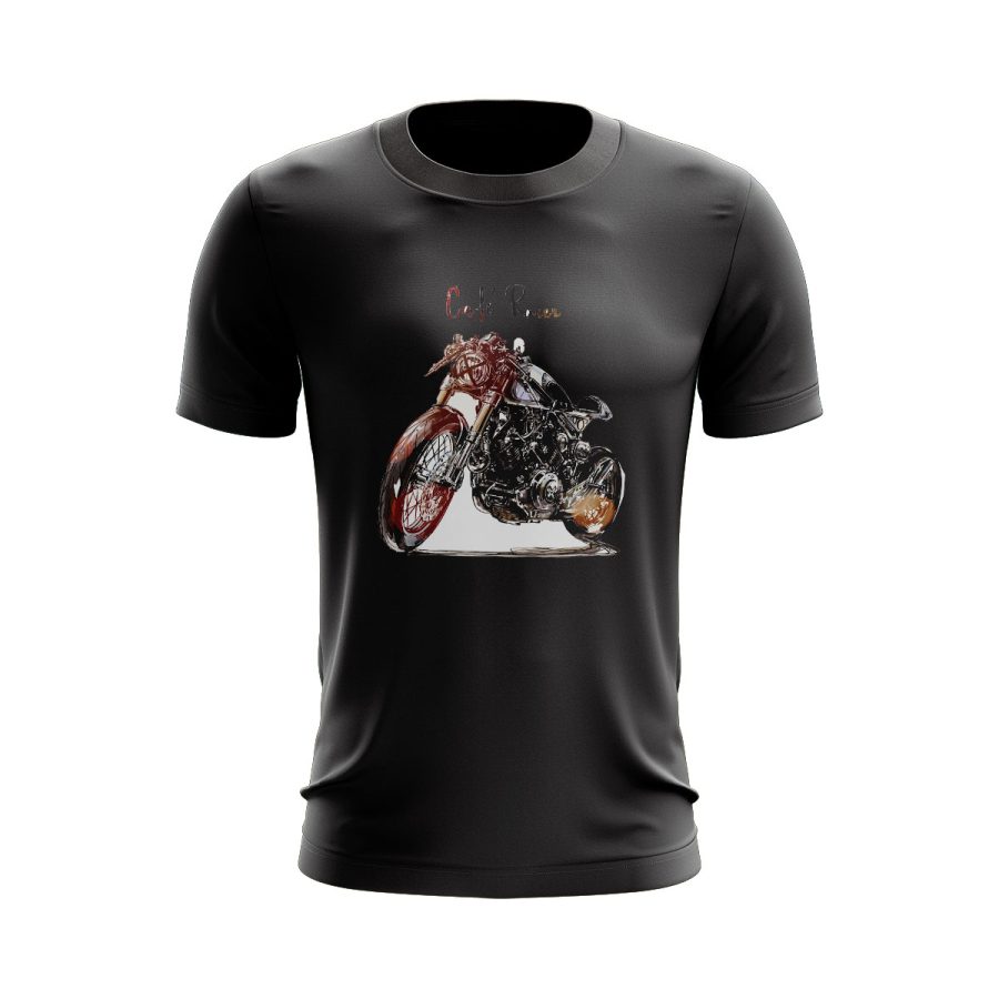Graphic T Shirt Black cafe racer bike vintage digital graphic T Shirt Black