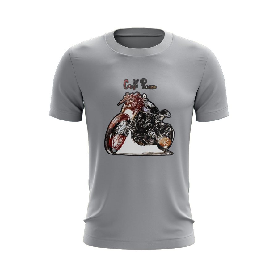 Graphic T Shirt GREY cafe racer bike vintage digital graphic T Shirt GREY