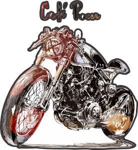 cafe racer bike vintage digital graphic t shirt