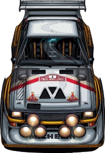Audi quattro monte carlo rally car drift machine graphic t shirt sticker