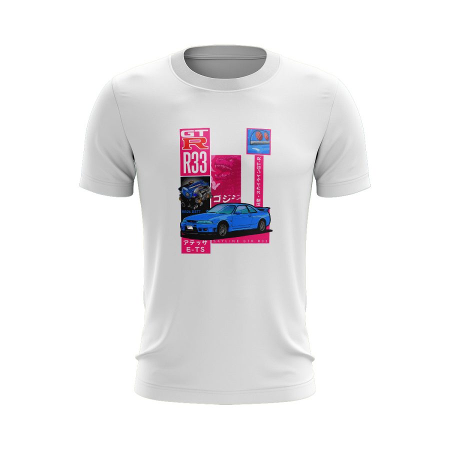 nissan skyline r33 jdm drift machine graphic t shirt sticker