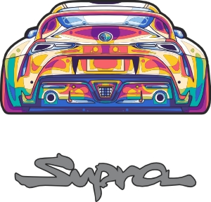 toyota Supra supercar drift machine graphic t shirt sticker